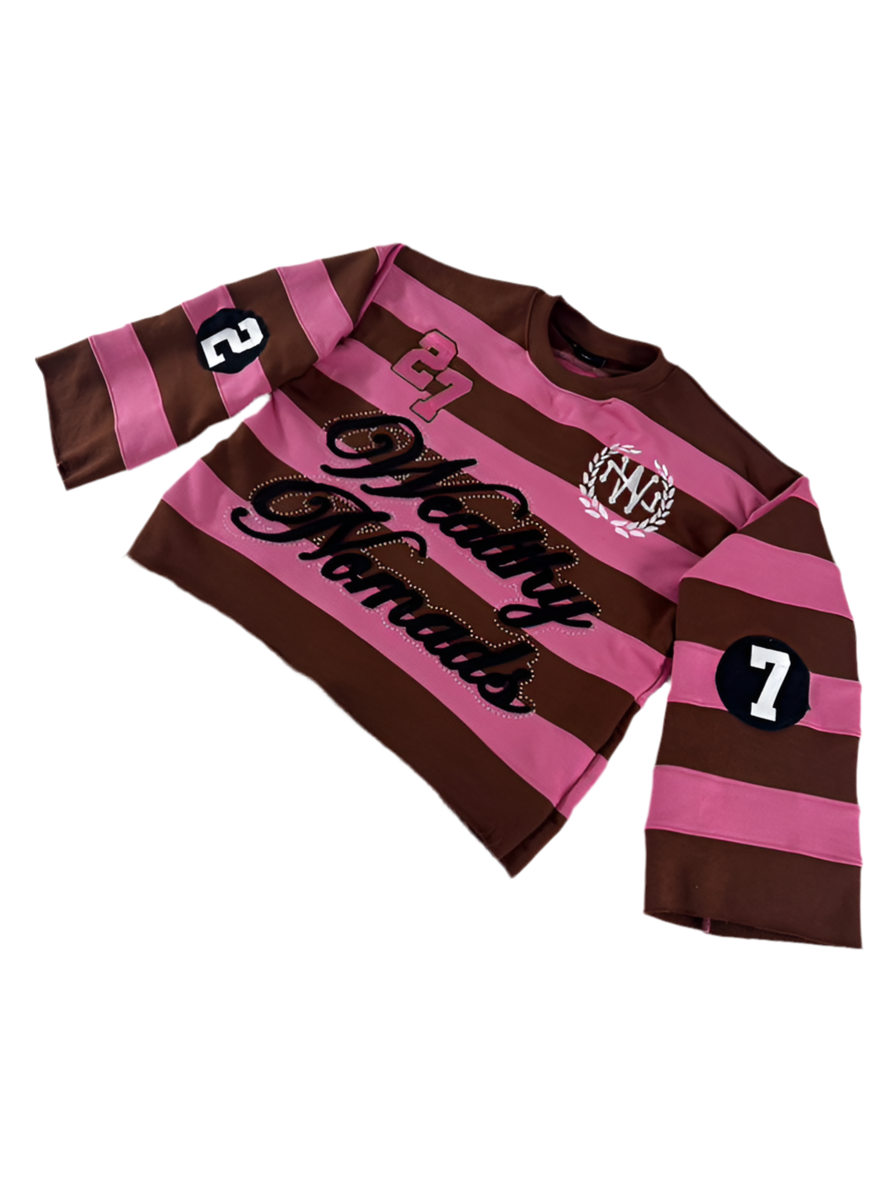 PINK CHOCOLATE WN RUGBY TEE